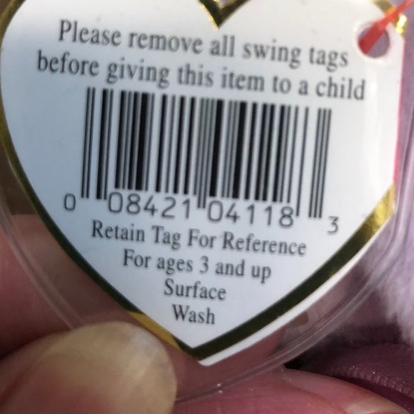 96' VINTAGE TY FLOPPITY BEANIE BABIES B'DAY 5/28/96 SET OF 2 BUNNIES LAVENDER - Picture 7 of 17